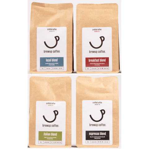 Brewup Coffee: Taster Pack 4 X 225g Bags: Whole bean