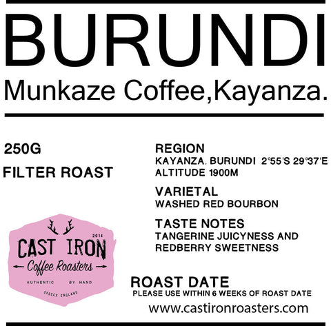 Cast Iron Coffee Roasters - Burundi - Munkaze #1 - washed bourbon