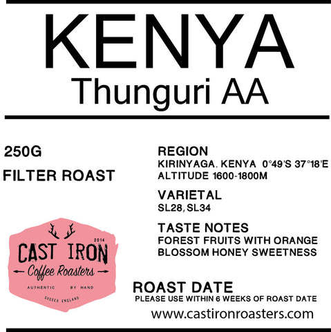 Cast Iron Coffee Roasters - Kenya - Thunguri AA - washed SL28 and SL34