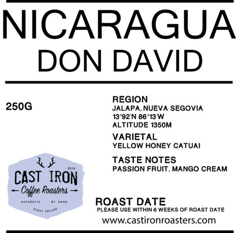 Cast Iron Coffee Roasters - Nicaragua - Don David - Yellow Honey
