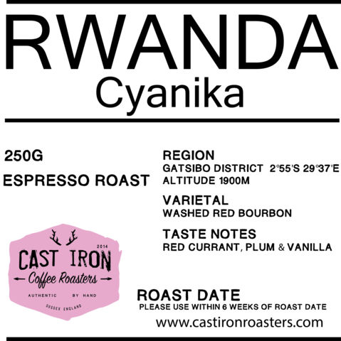 Cast Iron Coffee Roasters - Rwanda - Cyanika - Washed Red Bourbon