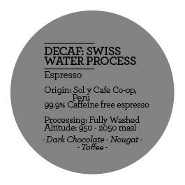 Climpson and Sons - Swiss Water Process Decaf: Sol y Cafe Co-Op, Peru