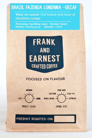 Frank and Earnest Coffee - Brazil - Fazenda Londrina - Swiss Water Decaffeinated